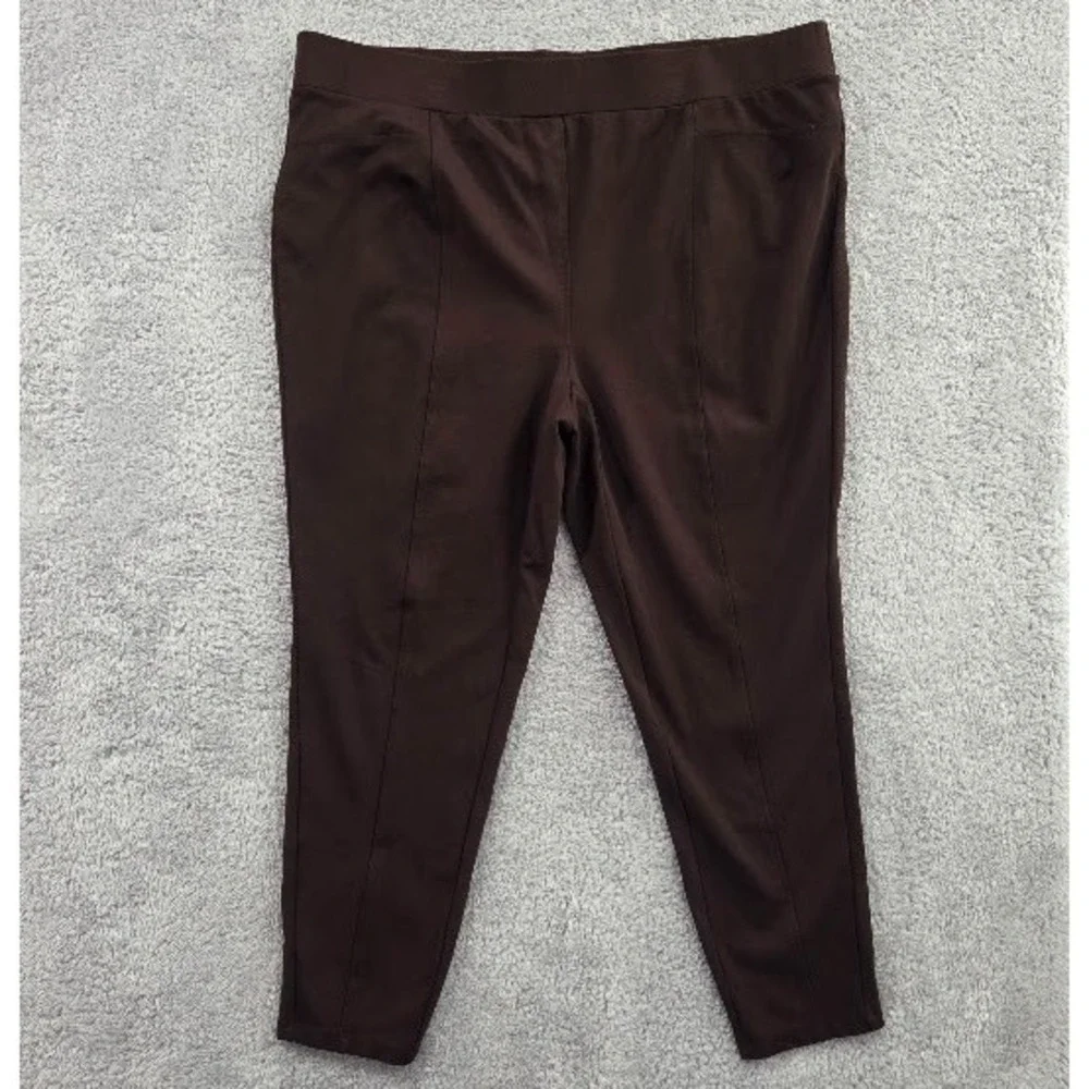 Intro Love The Fit Ponte‎ Pants Women's 3X Chocolate Brown Stretch Front Seam